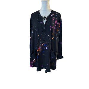 Melissa McCarthy Seven7 Tunic Blouse  2X Star Light Print Flowy Long Sleeve